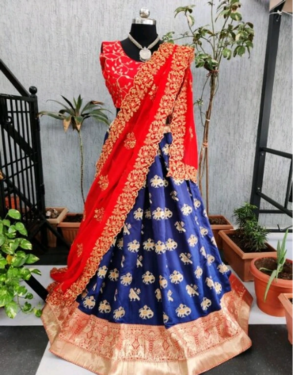 ABHISARIKA VOGUISH Embroidered Banarsi Women Lehenga - Free Size, Semi Stitched, Pack of 1